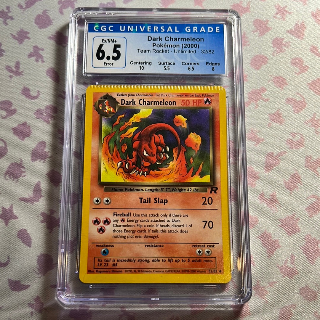 CGC 6.5 - Dark Charmeleon - Team Rocket - Unlimited - ERROR - 32/82 (2 American Hobby Time LLC CGC 6.5 - Dark Charmeleon - Team Rocket - Unlimited - ERROR - 32/82 (2 American Hobby Time LLC